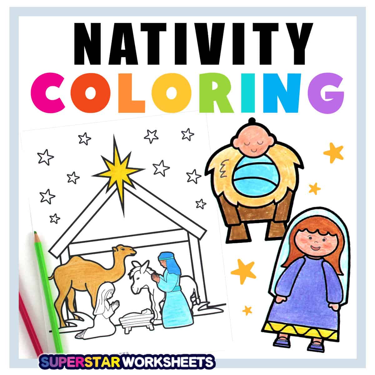 nativity coloring pages (free printables) - superstar worksheets